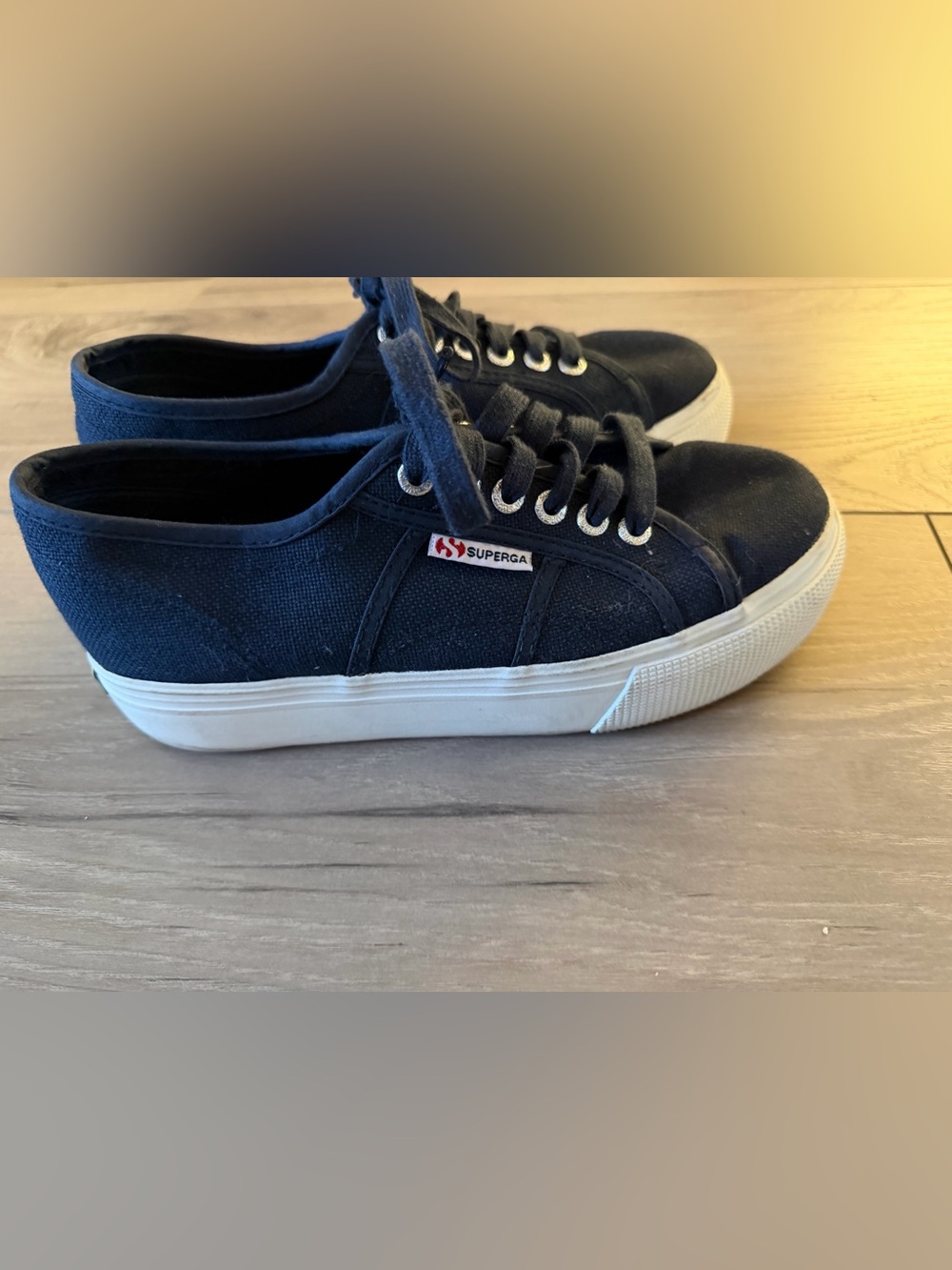 Superga 2740 Platform Sneakers Navy Blue Canvas Size 38 / US 7.5